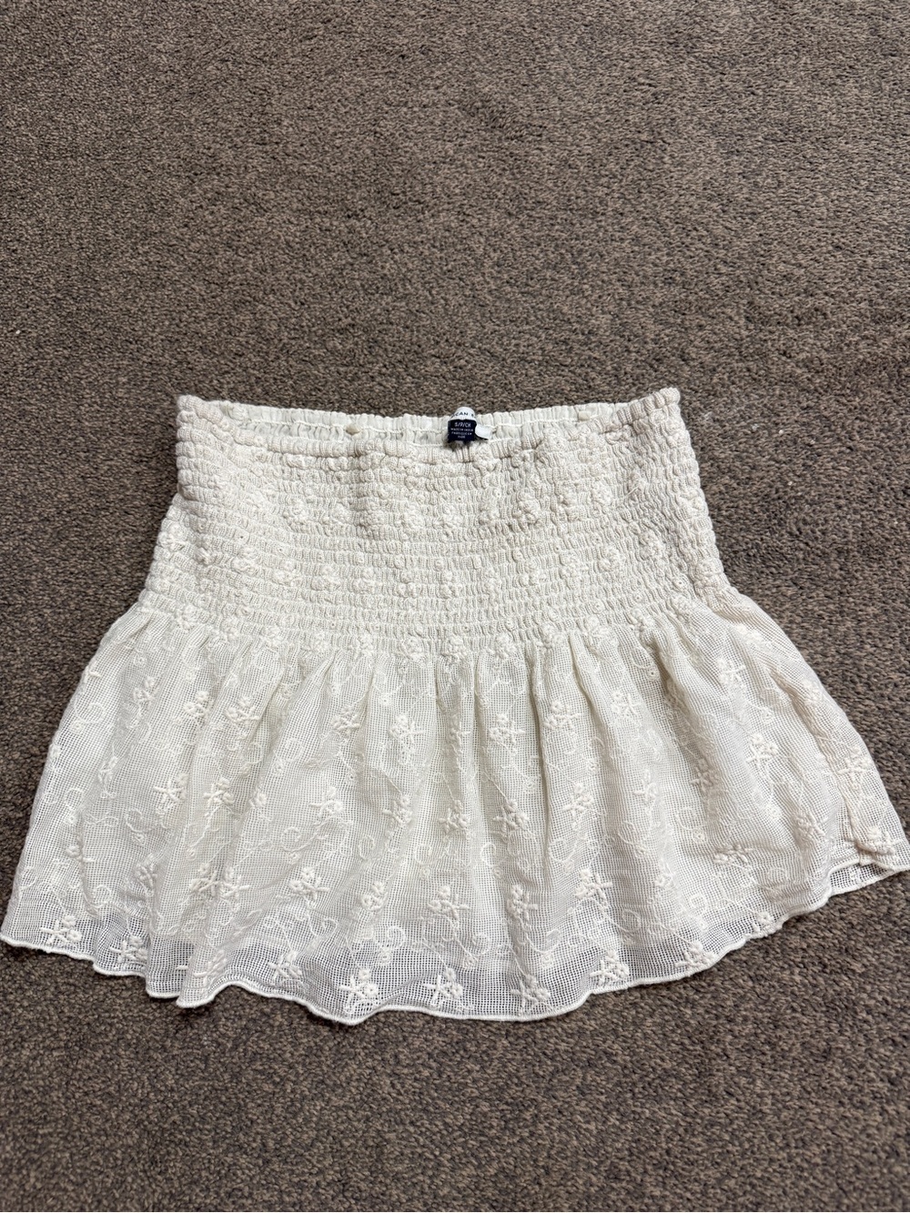 American Eagle white mini tube top babydoll with small floral embroidery, size S - Picture 1 of 3